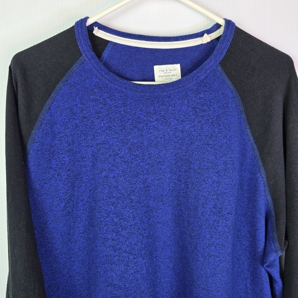 RAG & BONE Men's Navy Cobalt Colorblock Long Sleeve Flame Jersey Sweatshirts XL - Picture 2 of 12
